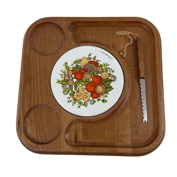 Vintage Goodwood Cheese Board Platter With Ceramic Cups & Knife - Picture 6 of 16